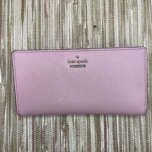 kate spade pink Saffiano leather continental wallet